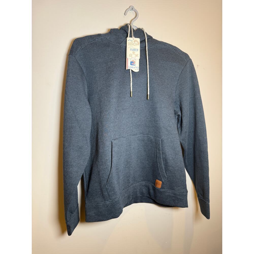 Laguna Beach Fleece Pullover Hoodie – Blue Stripe – Men’s L – NWT